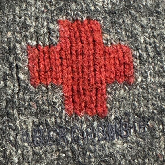 Vintage Abercrombie Wool Mock Neck Sweater XL Red Cross Outdoor Knit - Picture 4 of 13
